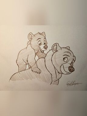Disney Brother Bear Koda Kenai Character Drawing/Sketch Animation Art Signed